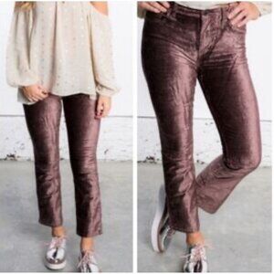 Free People Velvet Kick Flare Pants Womens 27 Brown High Rise Holiday Preppy